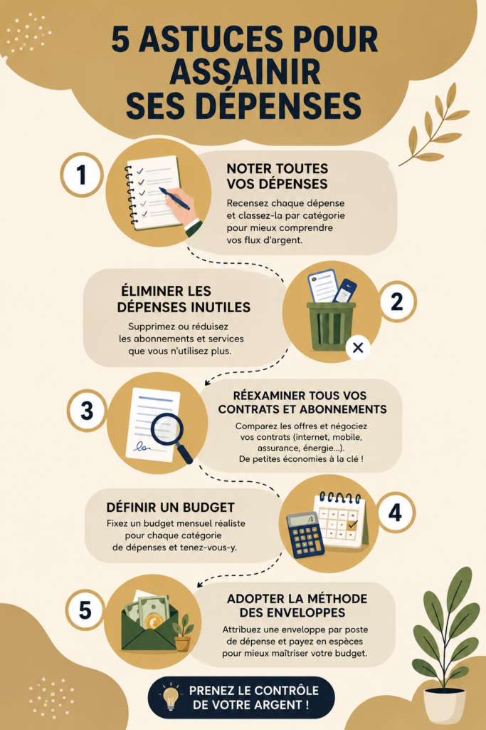 Femme examinant des factures, symbolisant la gestion des dépenses.