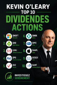 Graphique illustrant les actions à dividendes recommandées par Kevin O'Leary.
