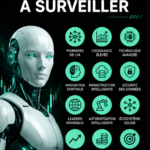 Illustration d'actions boursières avec des graphiques d'intelligence artificielle en fond.