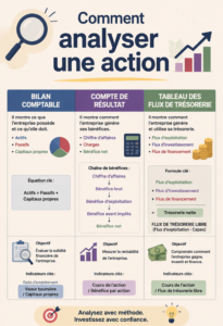 Femme consultant des graphiques boursiers pour analyser une action en bourse.
