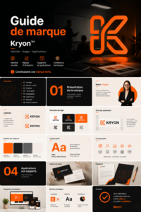 Image de l'identité visuelle de la marque Kryon™, illustrant des éléments de design et de communication.