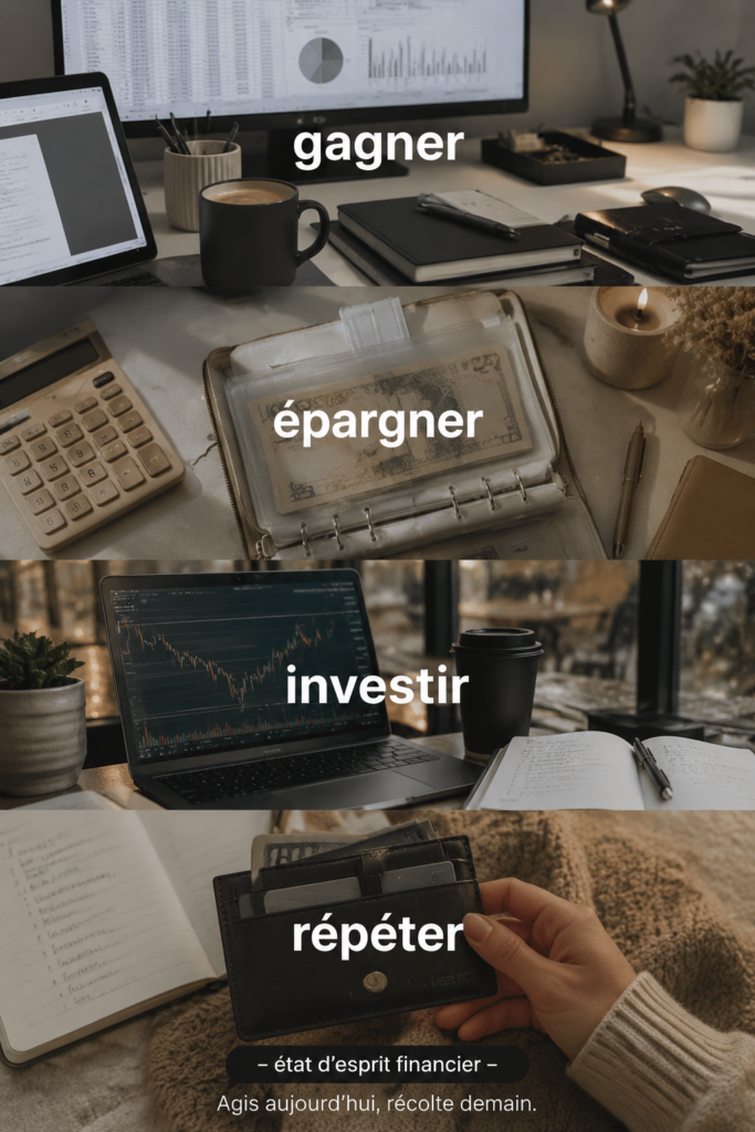 Femme souriante en train de planifier ses finances personnelles avec un ordinateur et des documents