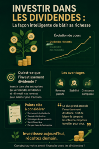 Femme souriante examinant des graphiques financiers à propos des investissements en dividendes.
