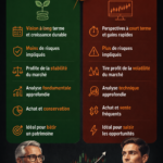 Femme réfléchissant entre investissement et trading, avec des graphiques financiers en arrière-plan.