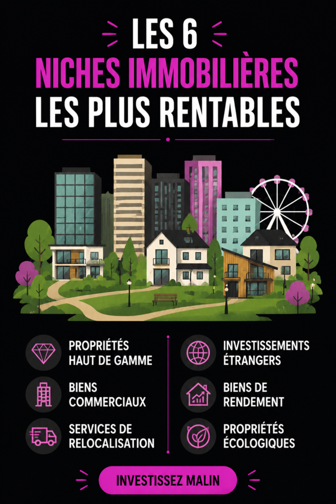 Une jeune femme examine des plans immobiliers dans un bureau avec des graphiques de marché en arrière-plan.