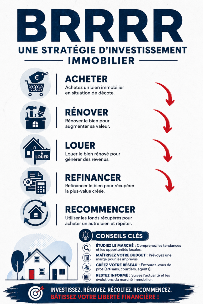 Illustration de la stratégie d'investissement immobilier BRRRR.