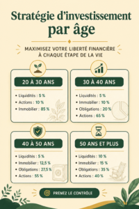 Femme réfléchissant à sa stratégie d'investissement selon son âge.