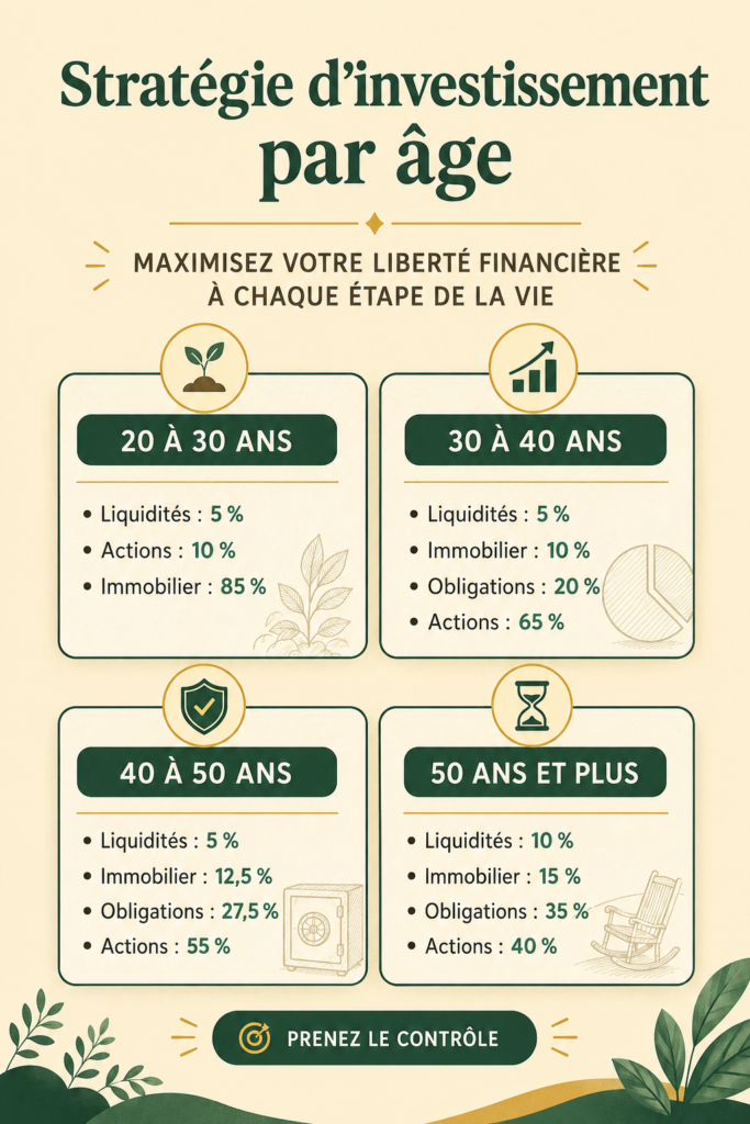 Femme réfléchissant à sa stratégie d'investissement selon son âge.