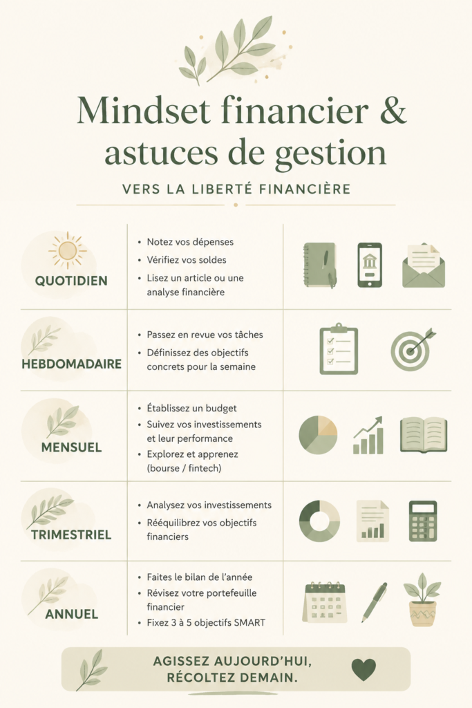 Femme souriante planifiant son budget sur un ordinateur