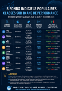 Femme consultant des graphiques d'évaluation des ETF et prenant des notes.