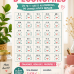Femme souriante tenant un tableau avec des objectifs d'économies