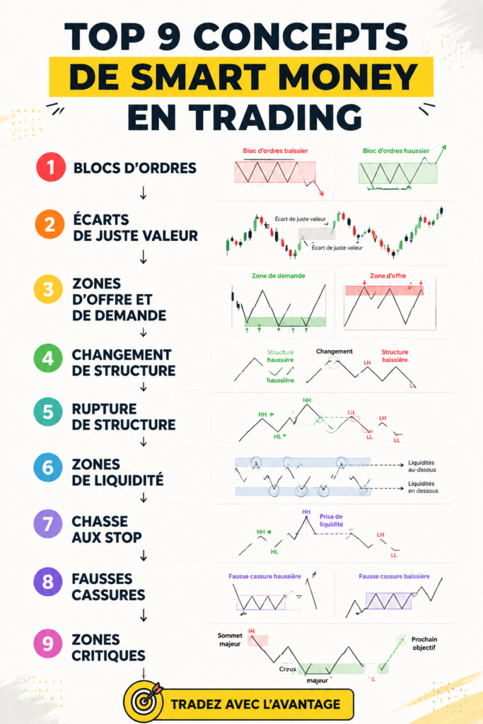 Femme souriante consultant des graphiques de trading sur son ordinateur.
