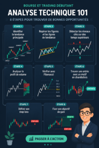 Femme utilisant un graphique d'analyse technique sur un ordinateur pour trader.