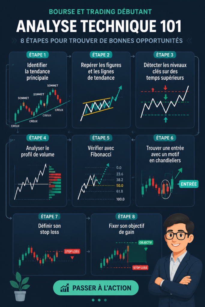 Femme utilisant un graphique d'analyse technique sur un ordinateur pour trader.