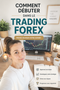 Femme souriante consultant des graphiques sur son ordinateur, découvrant le trading Forex.