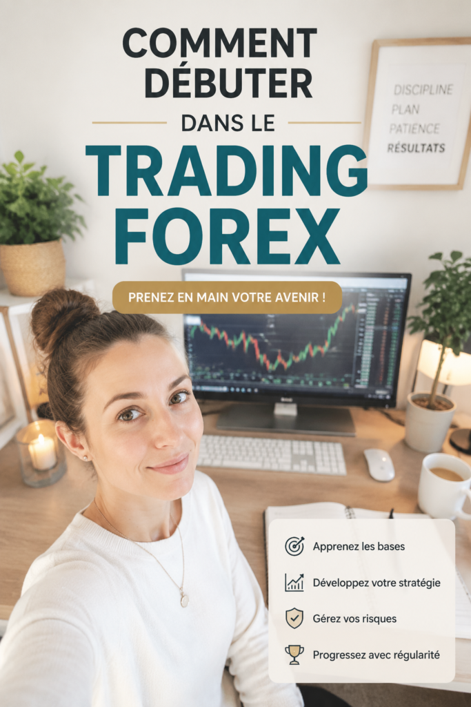 Femme souriante consultant des graphiques sur son ordinateur, découvrant le trading Forex.
