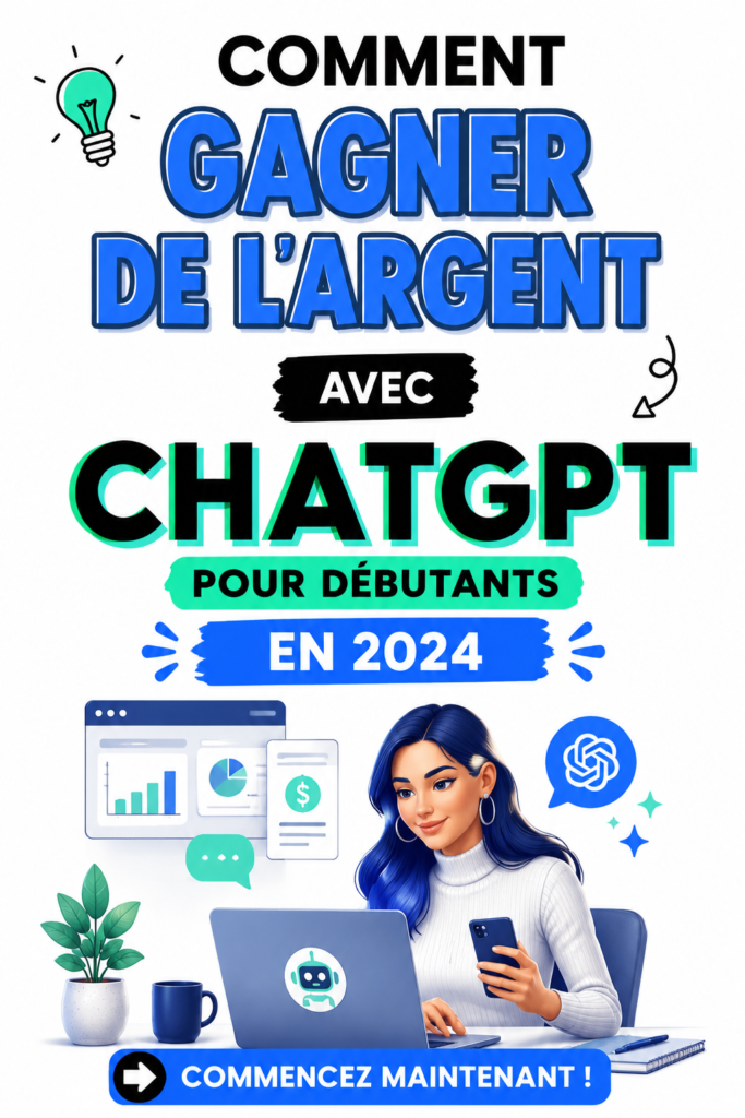 Femme utilisant un ordinateur portable pour gagner de l'argent avec ChatGPT