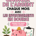 Femme souriante consultant un graphique boursier sur son ordinateur, symbolisant l'investissement boursier.