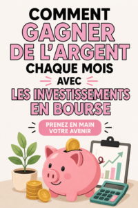 Femme souriante consultant un graphique boursier sur son ordinateur, symbolisant l'investissement boursier.