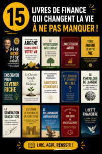 Une pile de livres sur la finance personnelle sur une table en bois.