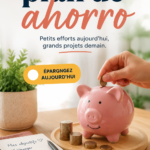 Femme réfléchissant à ses finances avec un plan d'épargne sur la table.