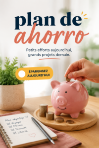 Femme réfléchissant à ses finances avec un plan d'épargne sur la table.