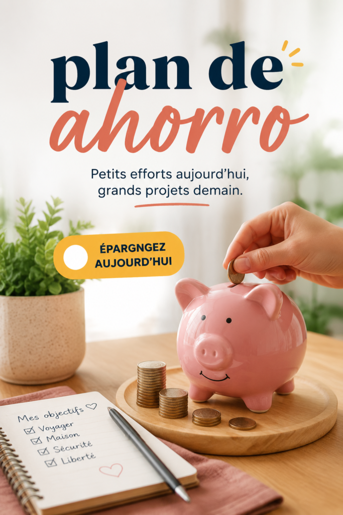 Femme réfléchissant à ses finances avec un plan d'épargne sur la table.