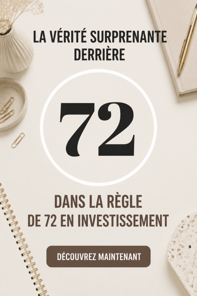 Illustration expliquant la règle des 72 en investissement financier.