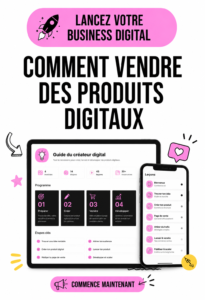 Femme travaillant sur son ordinateur pour vendre des produits numériques.