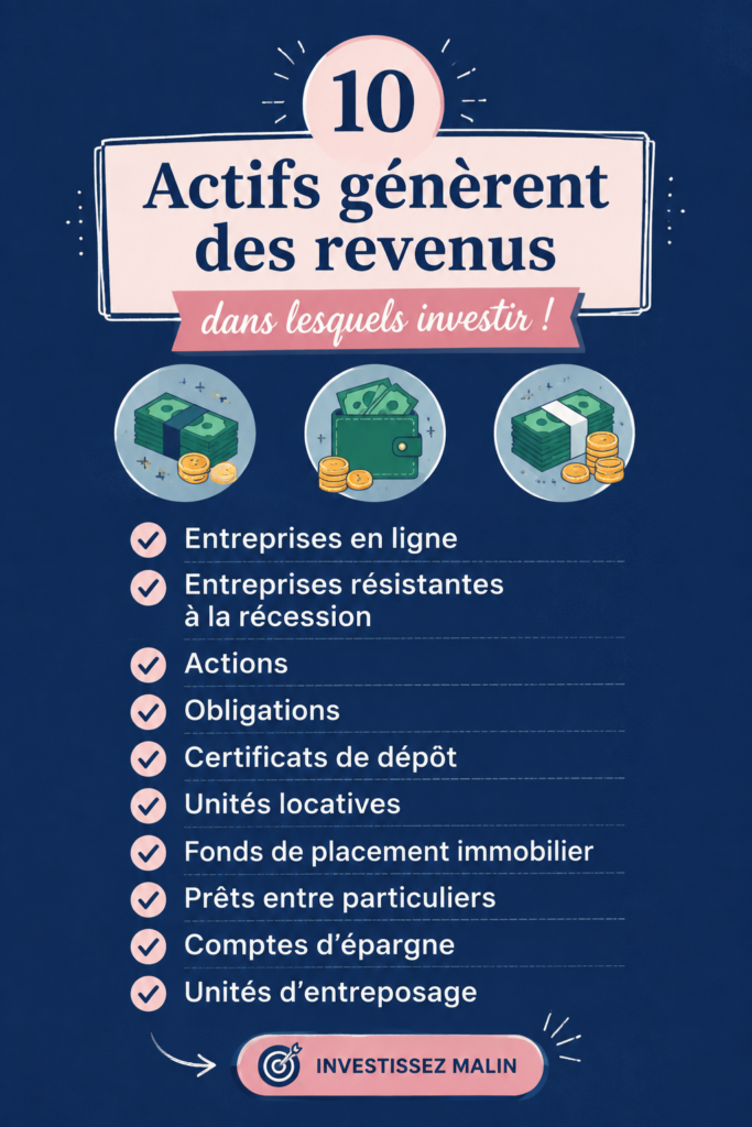 Femme en train d'examiner des documents financiers pour investir dans des actifs générant des revenus.