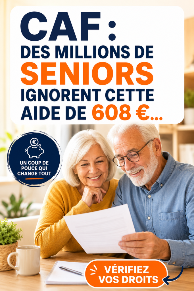 Femme senior réfléchissant à ses finances avec des documents à la main, évoquant l'aide de 608 euros.