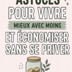 Femme souriante dans une cuisine organisée avec des produits naturels, représentant un mode de vie frugal.