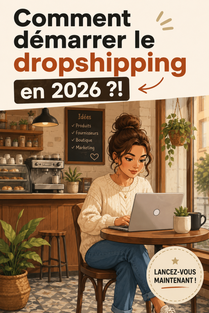Femme souriante planifiant son business de dropshipping en 2026.