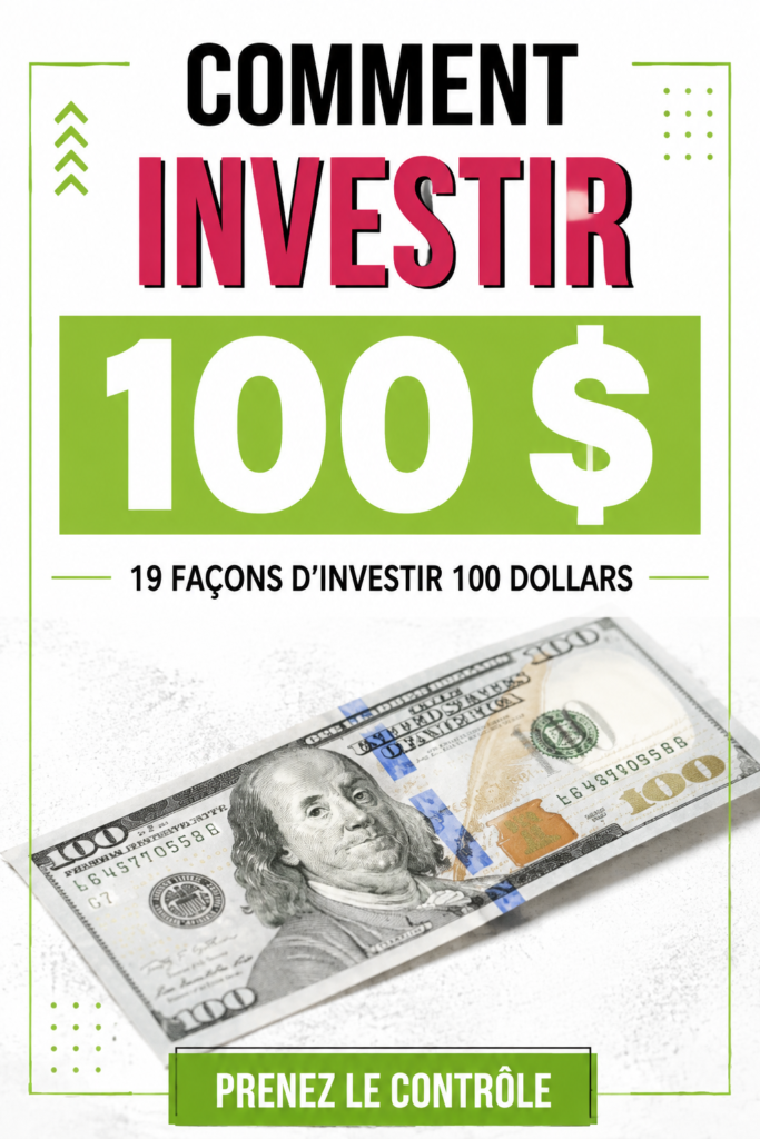 Femme réfléchissant à un investissement de 100 dollars, vision positive et déterminée.