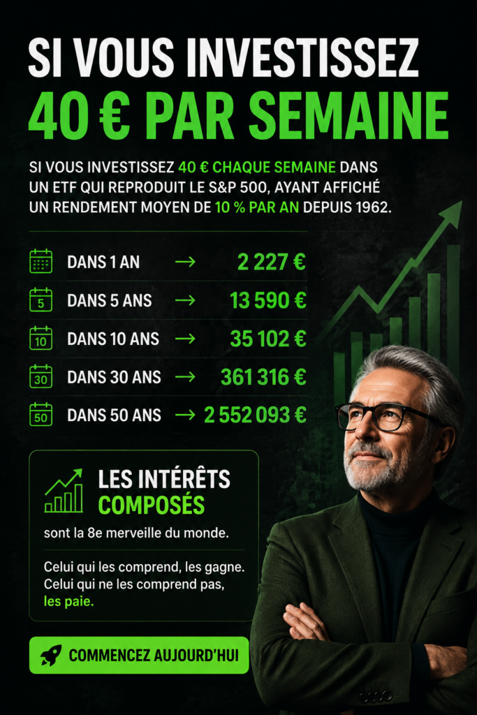 Illustration d'une femme souriante consultant ses finances avec des graphiques d'investissement en arrière-plan.