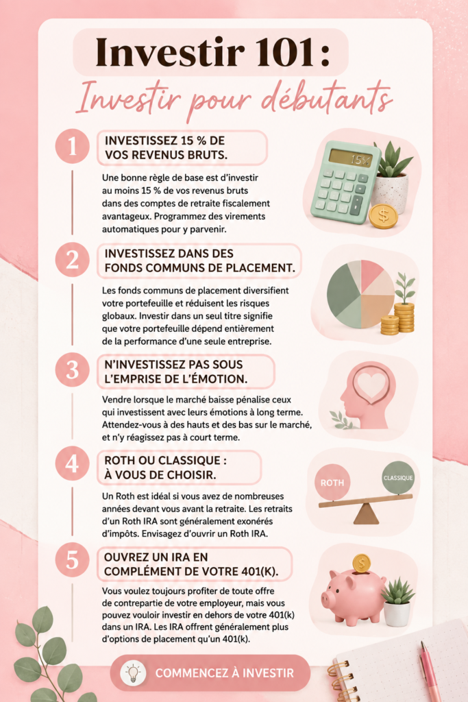 Femme lisant des informations sur l'investissement pour les débutantes, avec un regard intéressé.