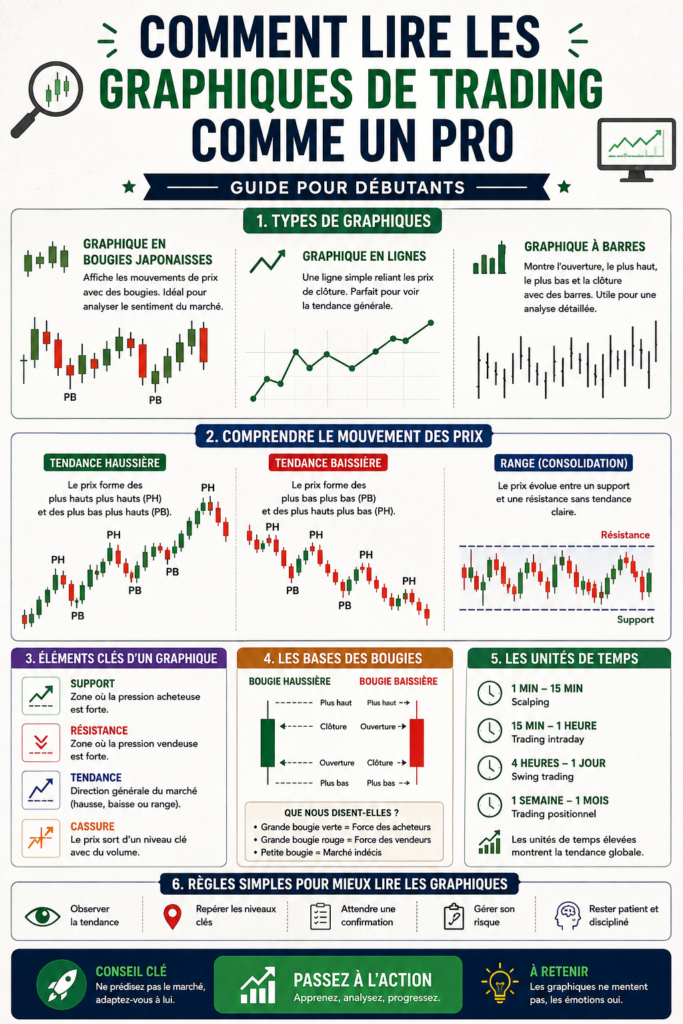 Femme analysant des graphiques de trading sur un ordinateur