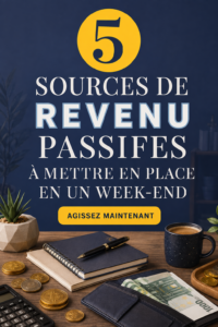 Femme souriante planifiant ses revenus passifs sur un carnet.