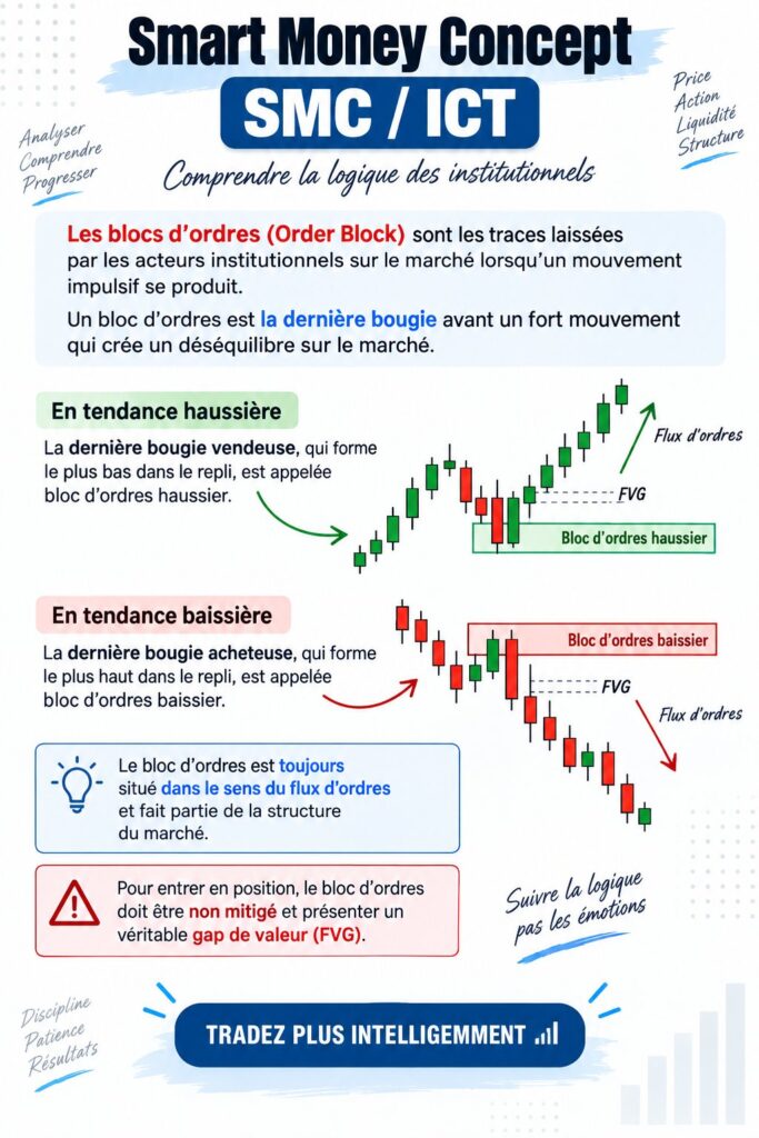 Illustration d'un graphique financier avec des symboles de l'argent, représentant le Concept Smart Money en investissement.