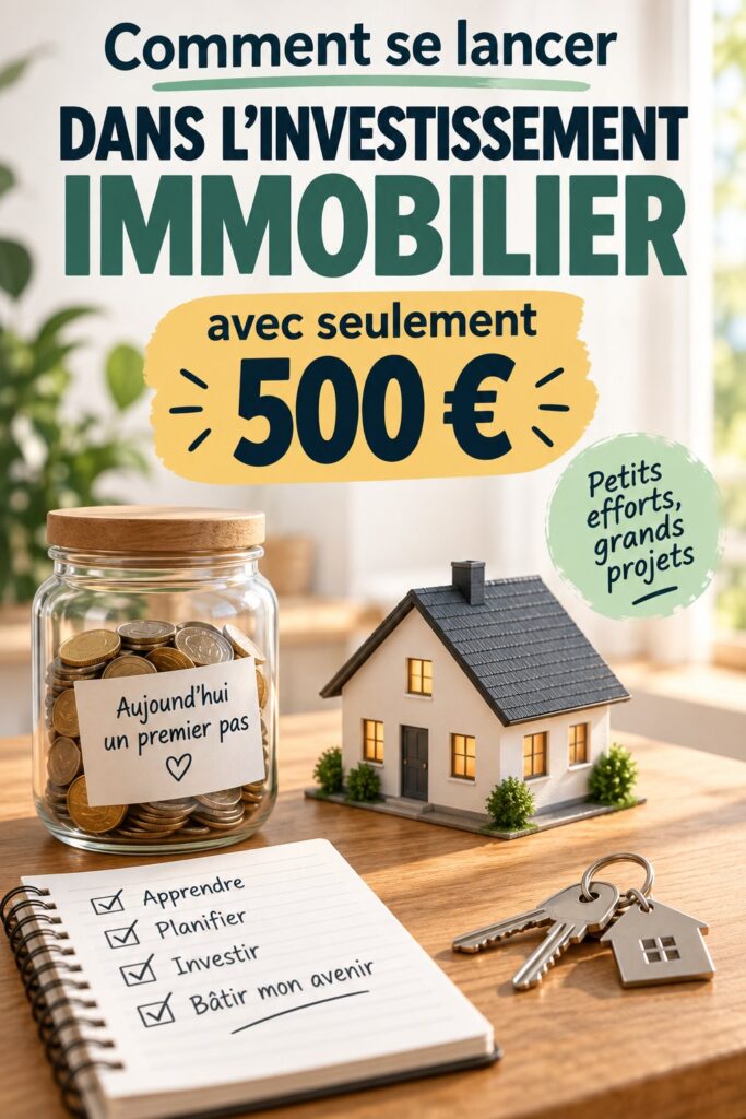 Femme réfléchissant à son investissement immobilier avec un budget de 500 €.