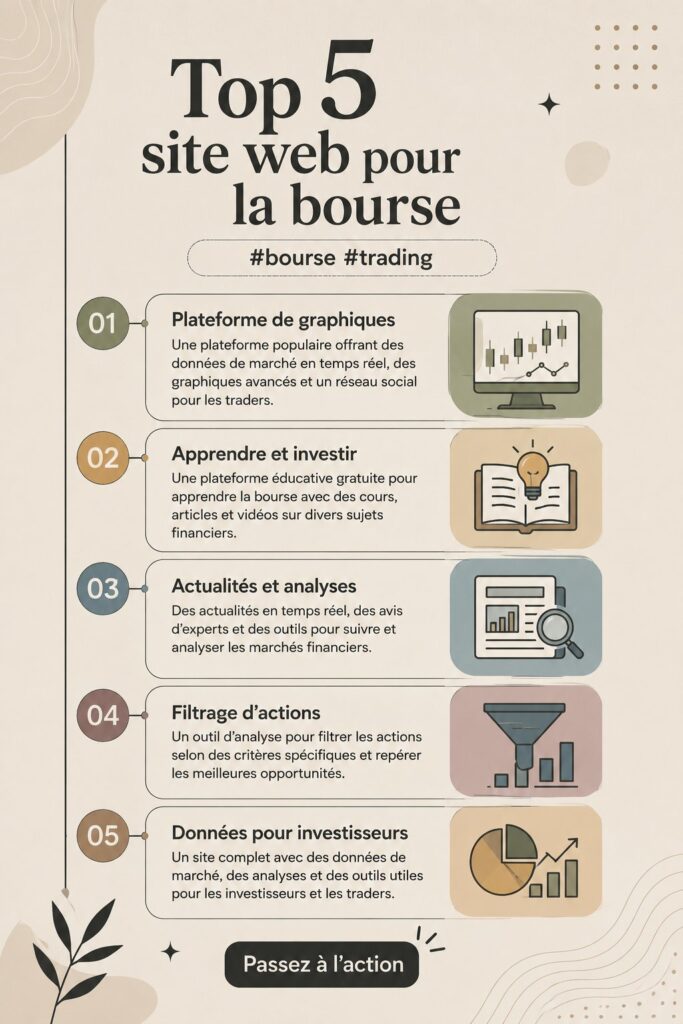 Capture d'écran d'une plateforme boursière interactive avec des graphiques d'actions.