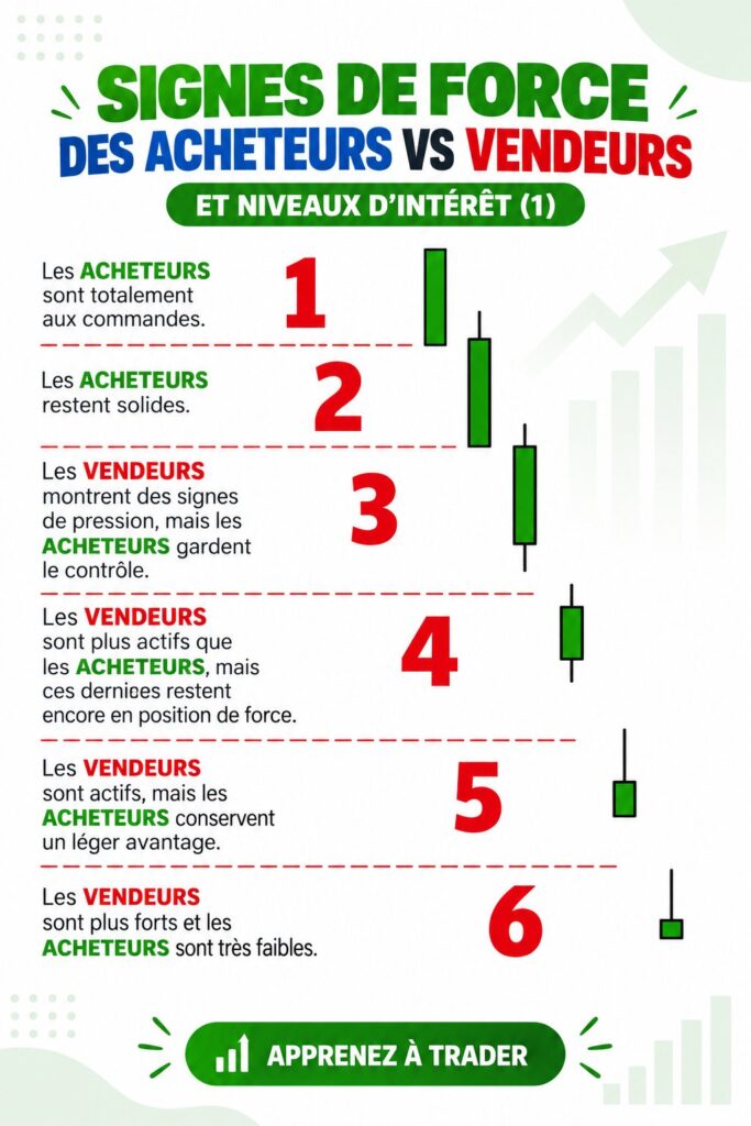 Illustration représentant les signaux d'intérêt des acheteurs et des vendeurs sur le marché.