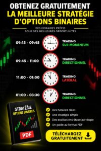 Stratégie d'options binaires illustrée sur un fond pratique et engageant.