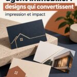 Exemples de cartes de visite attractives pour agents immobiliers montrant différents designs