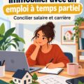 Femme examinant des documents immobiliers tout en travaillant à domicile