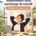 Femme agent immobilier travaillant sereinement dans son bureau