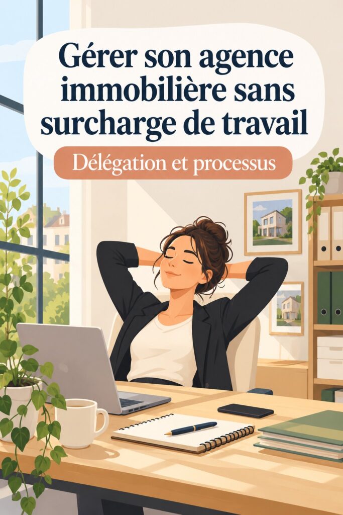 Femme agent immobilier travaillant sereinement dans son bureau