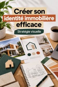 Un agent immobilier souriant présentant des outils de branding modernes