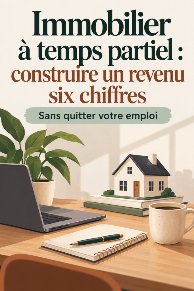 Femme souriante examinant des documents d'immobilier, représentant le succès dans l'investissement à temps partiel.