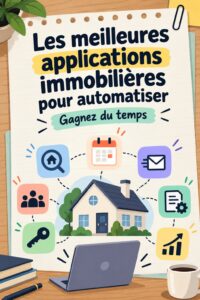 Une femme utilisant une application immobilière pour gérer ses biens avec un sourire.